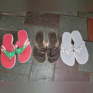Sperry Top-sider flip flops. 3 pairs. Size 7.